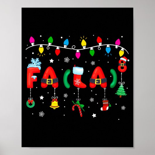 Fa (la) 8 Funny Christmas Lights Santa Fa La Math  Poster (Vorne)