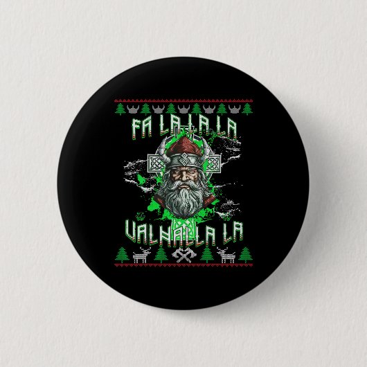 Fa La 8 Valhalla Weihnachtsmannmütze Viking Skull  Button (Vorderseite)
