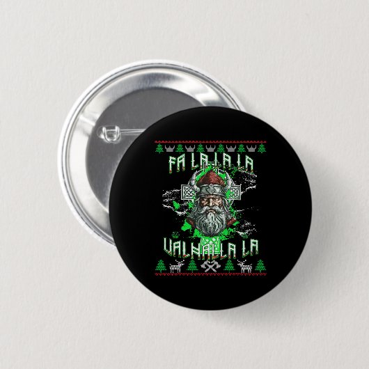 Fa La 8 Valhalla Weihnachtsmannmütze Viking Skull  Button (Vorne & Hinten)