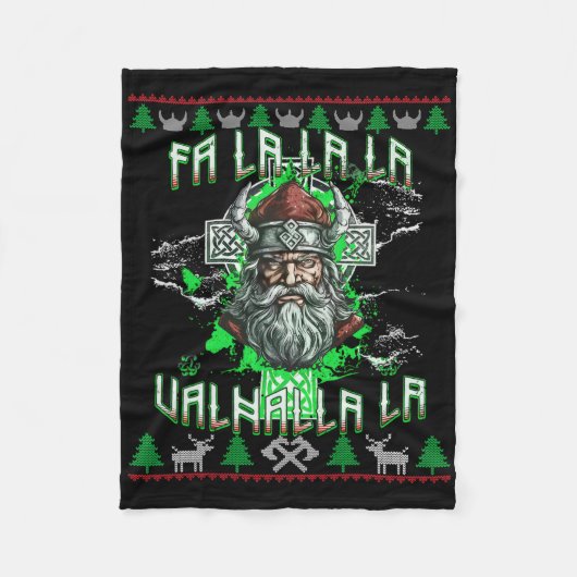 Fa La 8 Valhalla Weihnachtsmannmütze Viking Skull Fleecedecke (Vorderseite)