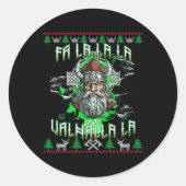 Fa La 8 Valhalla Weihnachtsmannmütze Viking Skull Runder Aufkleber (Vorderseite)
