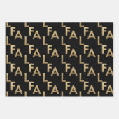 FA LA Bold Letters Moderne Minimal Black & Gold Geschenkpapier Set (Vorderseite 2)