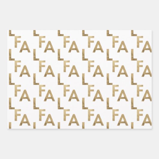 FA LA Bold Letters Moderne Minimal Black & Gold Geschenkpapier Set (Vorderseite)