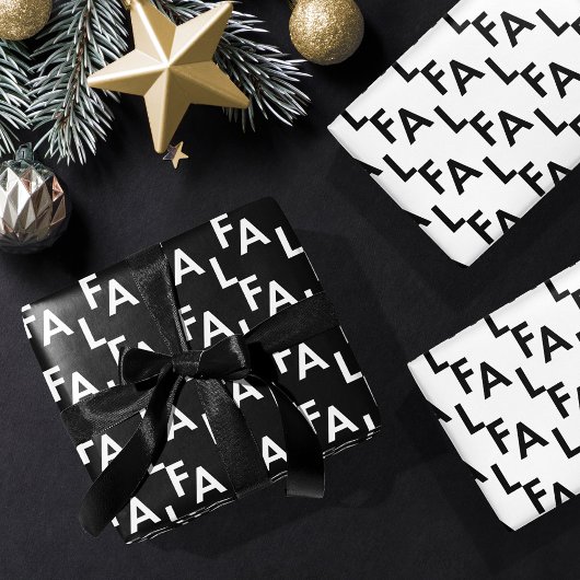FA LA Bold Letters Moderne Minimal Schwarz & Weiß Geschenkpapier Set