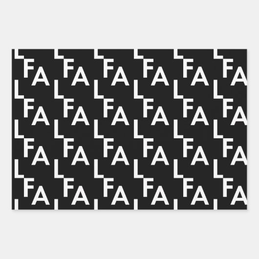 FA LA Bold Letters Moderne Minimal Schwarz & Weiß Geschenkpapier Set (Vorderseite 2)