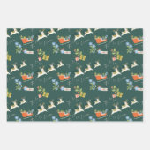 Fa La Christmas Llama Rentiers Sleigh Pattern Geschenkpapier Set (Vorderseite 2)