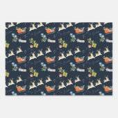 Fa La Christmas Llama Rentiers Sleigh Pattern Geschenkpapier Set (Vorderseite)