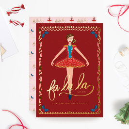 Fa La Christmas Nutcracker Ballet Dancer Red Folien Feiertagskarte