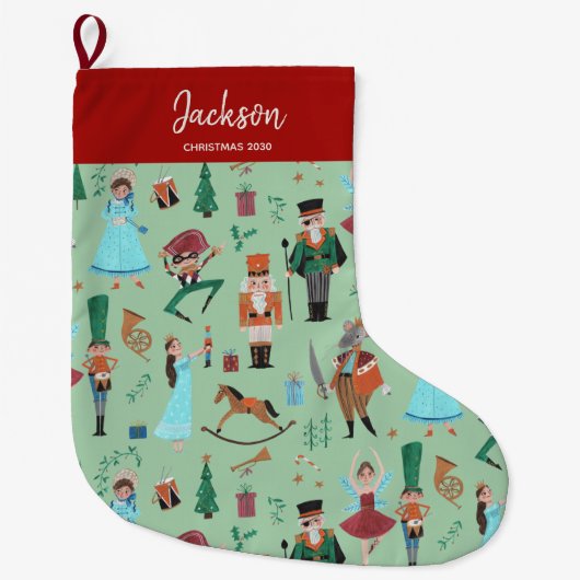 Fa La Christmas Nutcracker Ballet Tänzer grün Großer Weihnachtsstrumpf (Vorderseite)