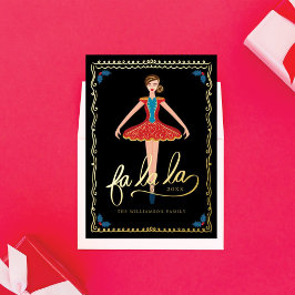 Fa La Christmas Nutcracker Ballett Tänzer Black Folien Feiertagskarte
