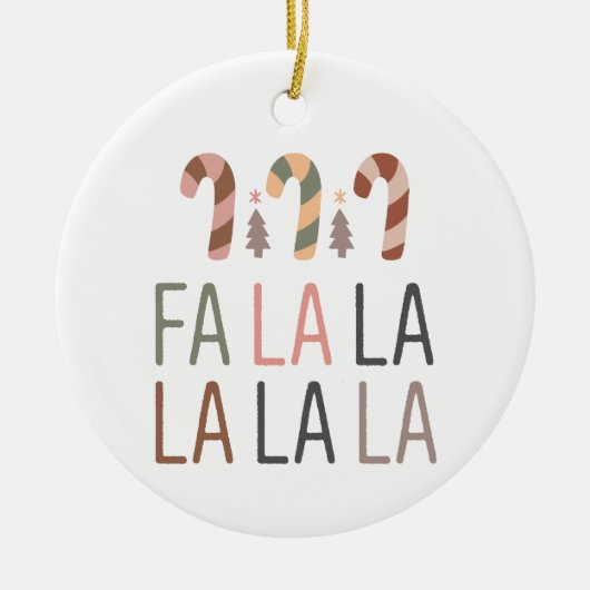 Fa La Christmas Retro Boho Tree Candycane Keramik Ornament (Vorne)