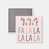 Fa La Christmas Retro Boho Tree Candycane Magnet (Vorderseite/Rückseite)
