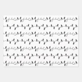 Fa La Christmas String Lights Schwarz-weiß & Gold Geschenkpapier Set (Vorderseite)