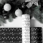 Fa La Christmas String Lights Schwarz-weiß & Gold Geschenkpapier Set