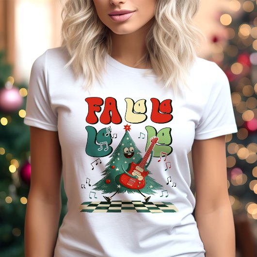 Fa La Christmas Tree Guitar Retro Tri-Blend Shirt