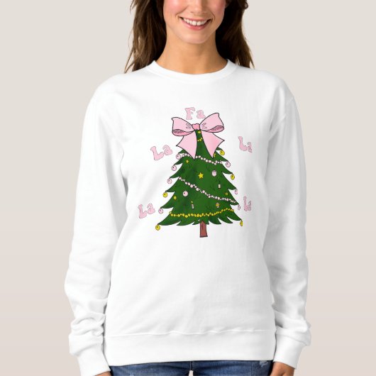 Fa La Coquette Pink Bow Weihnachtsbaum Sweatshirt (Vorderseite)