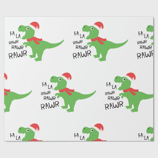 FA LA DINASOUR IN EINEM WEIHNACHTSMANNMÜTZE-BERICH GESCHENKPAPIER (Flach)