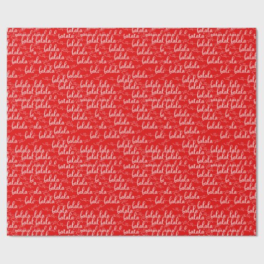 Fa la Falala White Script Hearts Red Christmas Geschenkpapier (Flach)