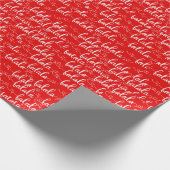 Fa la Falala White Script Hearts Red Christmas Geschenkpapier (Ecke)