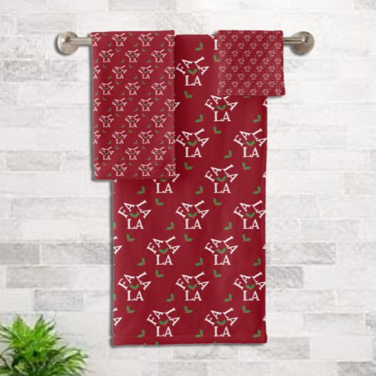 Fa La Festive Holly Weihnachten Badhandtuch Set