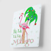 Fa La Flamingo Xmas Quadratische Wanduhr (Winkel)