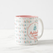 Fa La Funny Christmas Tree Personalisiertes Gesche Zweifarbige Tasse (VorderseiteRechts)