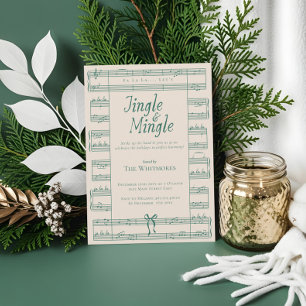 Fa La Jingle Vintag Sheet Music Christmas Einladung