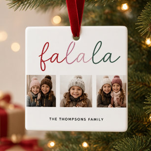Fa La La 3 Foto Personalisierter Familien-Weihnach Keramikornament