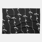 FA LA LA Black & White Calligraphy Weihnachtsliede Geschirrtuch (Horizontal)
