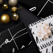 FA LA LA Black & White Chic Weihnachtslied Geschenkpapier Set