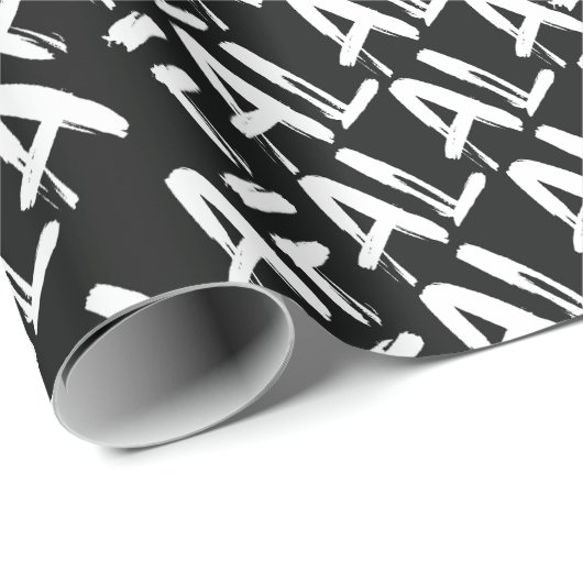 FA LA LA Bold Brush Letters Modern White & Black Geschenkpapier (Rolleneckpunkt)