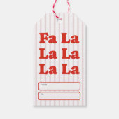 Fa La La Christmas Playful Striped Geschenkanhänger (Vorderseite)