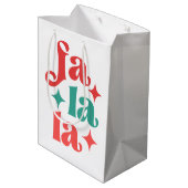 Fa La La - Design für Feiertage Mittlere Geschenktüte (Rückseite Schrägansicht)