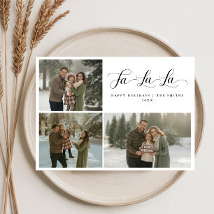 Fa La La Elegant Script Familienfoto Feiertagskarte