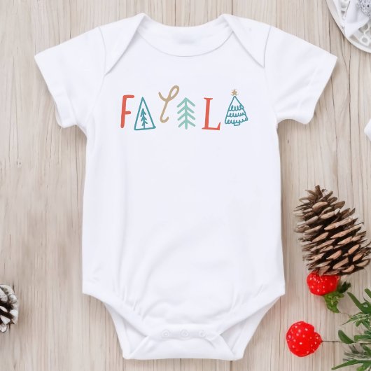 Fa La La Funny Christmas Tree Holiday Baby Strampler