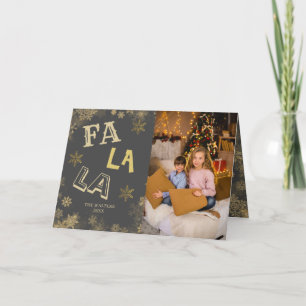 Fa La La Gold Schneeflocken Familienfoto Collage Feiertagskarte