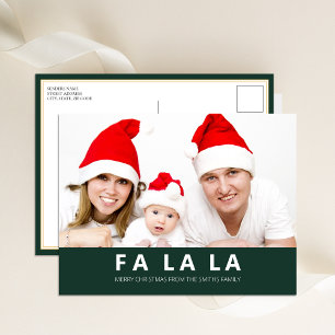 Fa La La Green Modernes Weihnachts-Foto Feiertagspostkarte