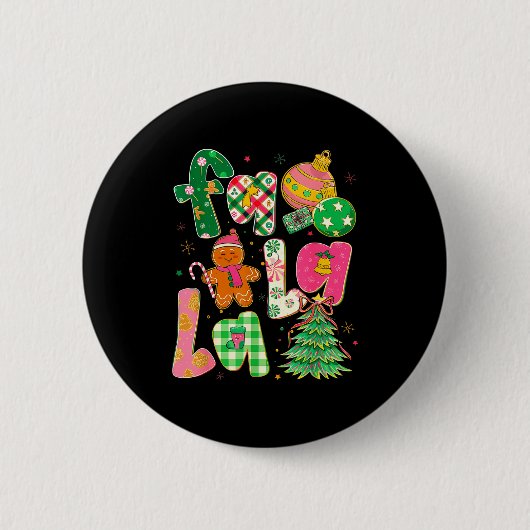 Fa La La Kokette Weihnachts-Gingerbread-Baum Button (Vorderseite)