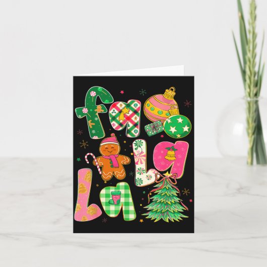Fa La La Kokette Weihnachts-Gingerbread-Baum Karte (Vorderseite)
