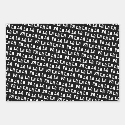 Fa La La La Black, White & Red Chic, Stylish & Fun Geschenkpapier Set (Vorderseite)