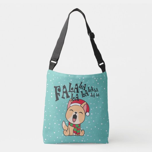 Fa La La La Christmas Dog Singing Crossbody Bag Tragetaschen Mit Langen Trägern (Vorderseite)