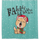 Fa La La La Christmas Dog Singing Duschvorhang (Vorderseite)