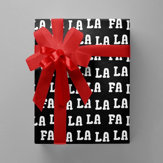 Fa La La La La Black & White Playful Christmas Geschenkpapier