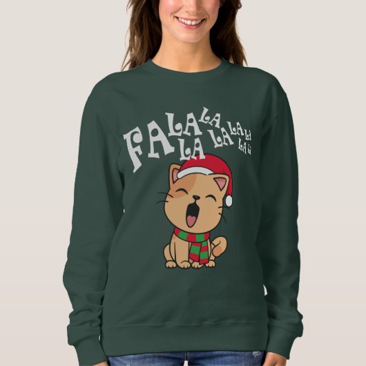 Fa La La La La La Christmas Cat Gesang T - Shirt (Vorderseite)