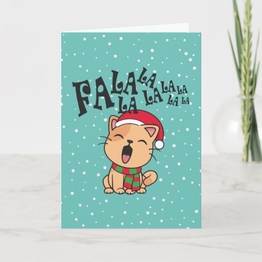 Fa La La La La La Christmas Cat Grußkarte singen Karte (Vorderseite)