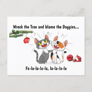 Fa-la-la-la-la-la-La-Cats Postcard Postkarte