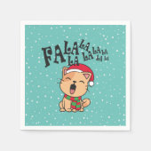 Fa La La La La La La Christmas Cat singen | Napkin Serviette (Vorderseite)