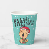 Fa La La La La La La Christmas Cat singen | Papier Pappbecher (Vorderseite)
