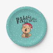 Fa La La La La La La Christmas Cat singen | Papier Pappteller (Vorderseite)