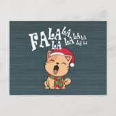 Fa La La La La La La Christmas Cat singen | Postka Postkarte (Vorderseite)